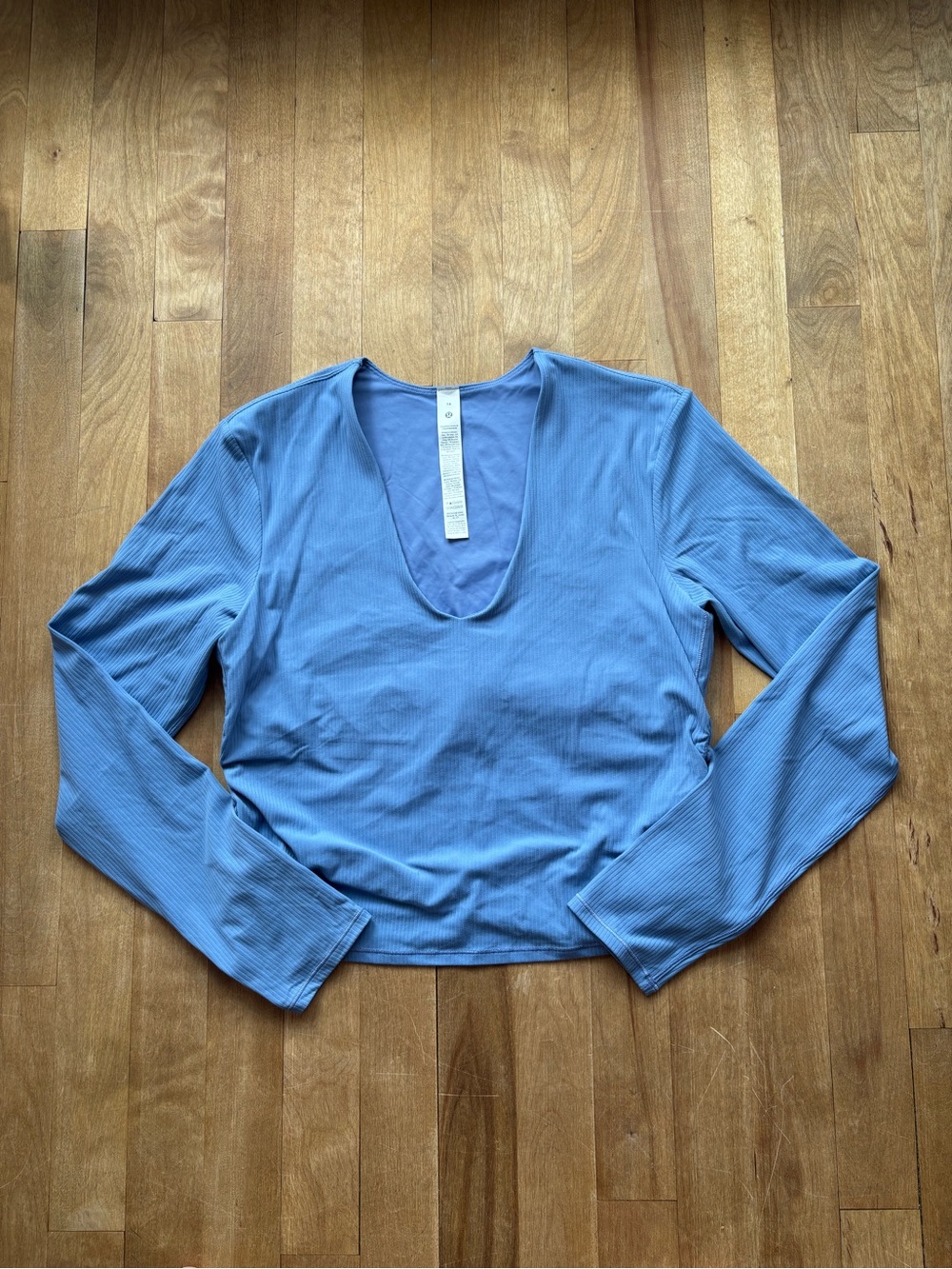 Lululemon athletica Periwinkle Blue Ribbed V-Neck Long Sleeve Top - Picture 2 of 6